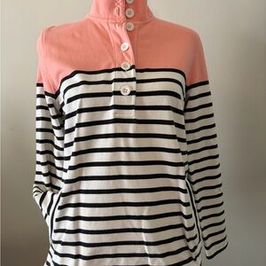 Talbots Pink and Black Striped Button Down Shirt